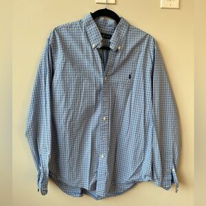 Ralph Lauren Men’s Size XL Blue/White/Black Check Cotton Long Sleeve Dress Shirt